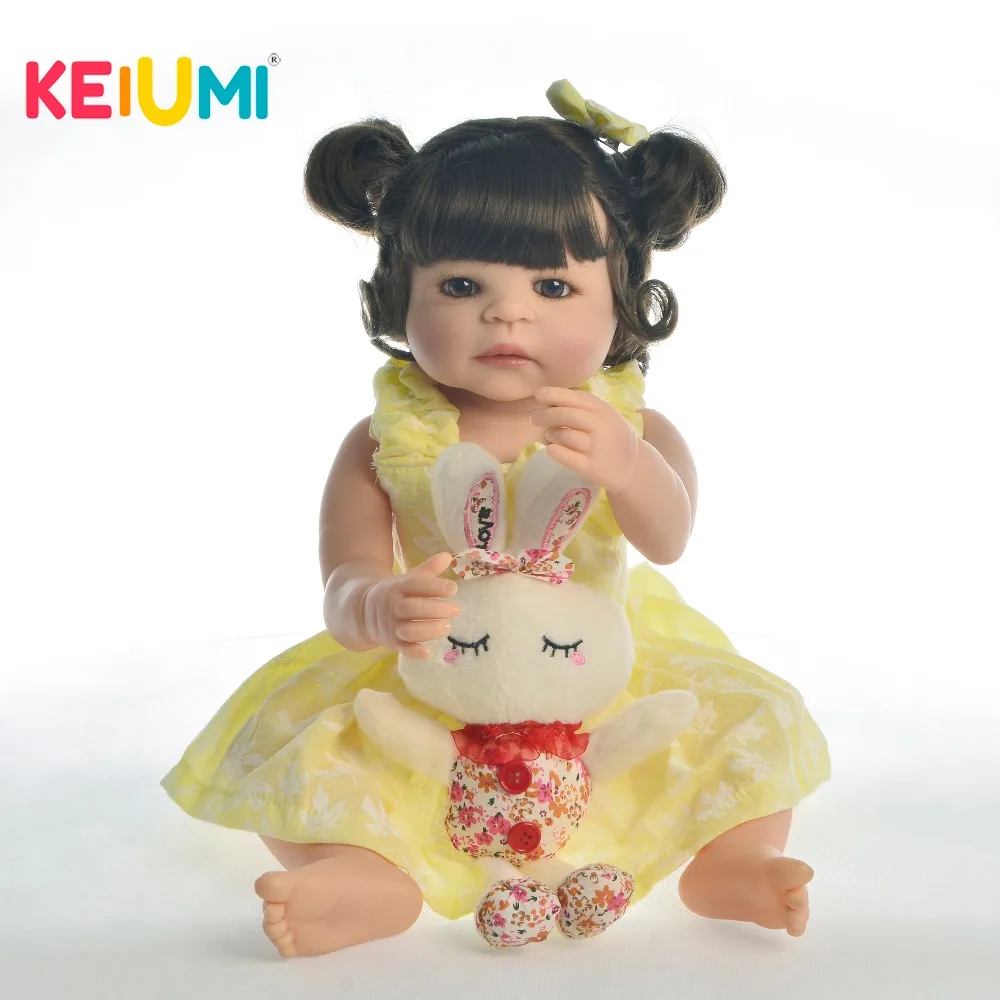 

KEIUMI 22inch Baby Reborn Silicone Full Body Girl Boneca Reborn 55cm Realistic Baby Dolls Children's Day Gifts Bed Time Playmate