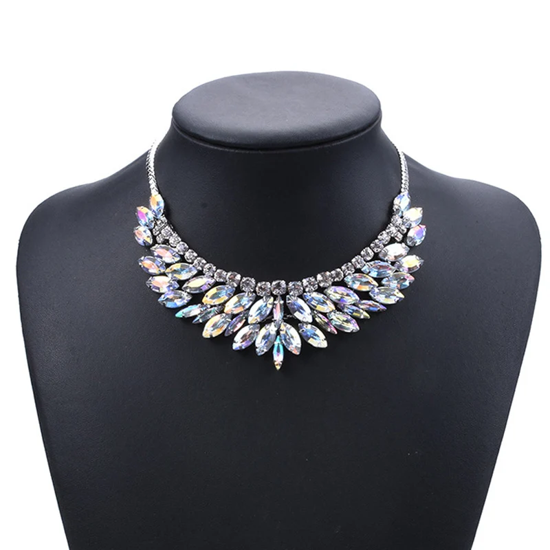 Wide Crystal Choker Necklace Statement Sexy Big Crystal Stone Collar