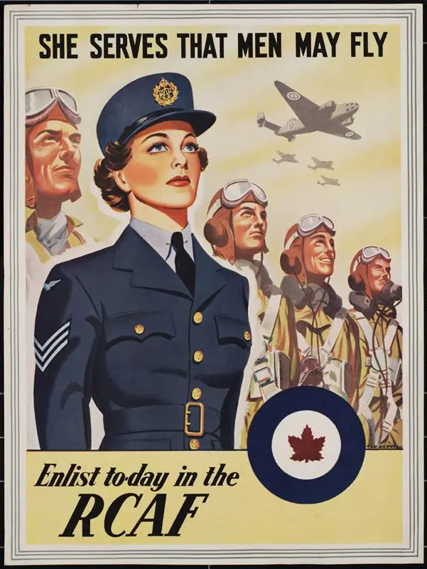 RCAF She Serves that man can fly Beauty WW2 Propaganda