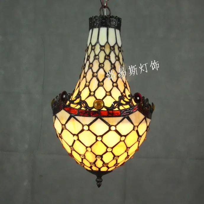 

European Tiffany antique glass mesh chandelier SOHO bar Coffee hall retro bedroom stairs lighting lamps Stair aisle