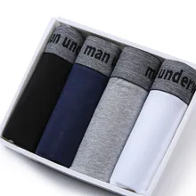 Roupa interior masculina de algodão boxers calcinha confortável dos homens sexy sólido cuecas troncos marca shorts boxer(China)