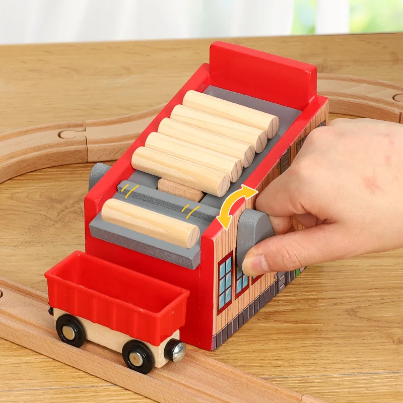 

EDWONE Red New One Set Wood Railway Track Sawmill Loading MachineTrain Slot Railway Accessories Original Toy Gifts For Kids