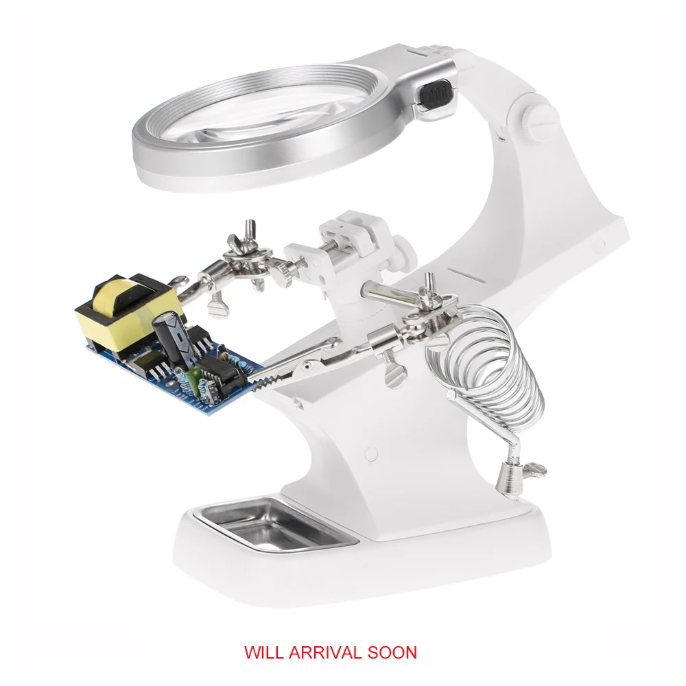 

Multi-functional 3X/4.5X Welding LED Magnifier Alligator Clip Holder Clamp Helping Hand Soldering Repair Mgnifying Tool