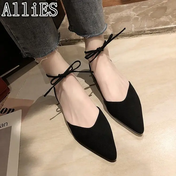 

AlliES 2019 summer new Korean version of the wild single shoes female Baotou sandals straps women's shoes A211