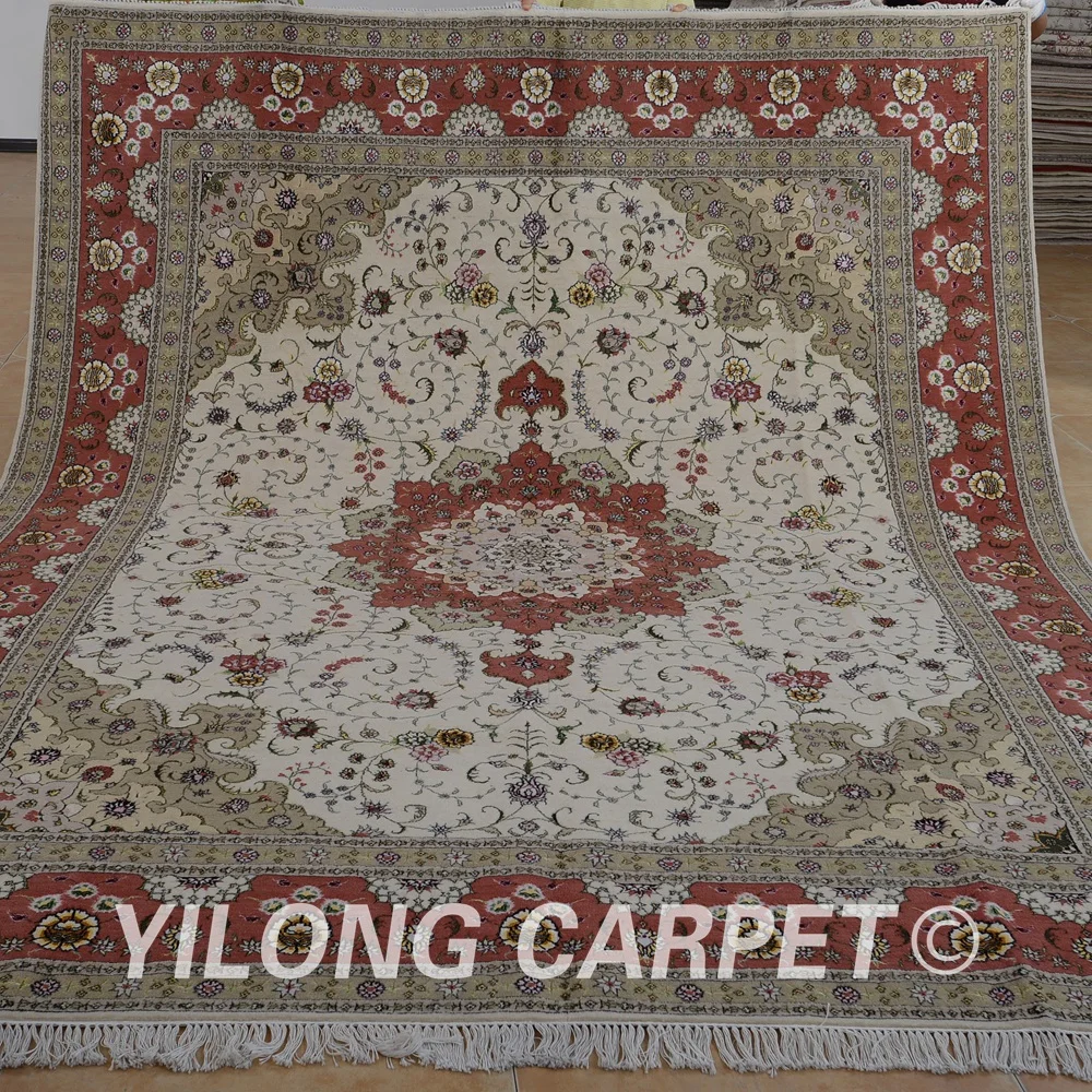 Yilong 8 'x 10' выгодный шерстяной ковер розовый цветочный изысканный ручной вязки