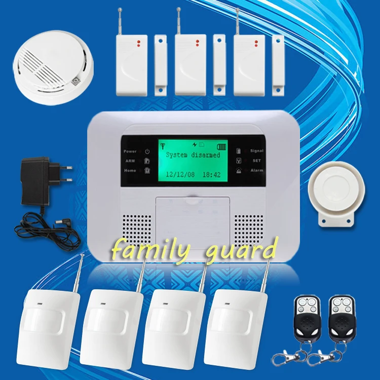 

DHL Free Shipping!Special offer High quality Smoke Sensor LCD Menu screen Quad-band GSM PSTN Wireless Home Alarm System Autodial