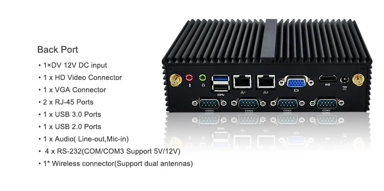 Qotom mini PC Qotom-Q190X 7 RS232 dual Lan 8 USB celeron J1900 quad core Безвентиляторный X86 POS киоск IPC компьютер