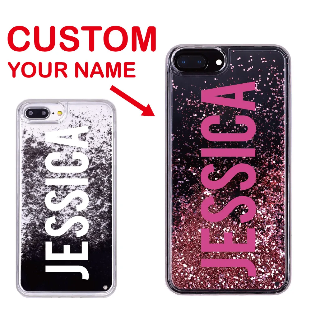 

Quicksand Glitter Luxury Sparkle Rose Gold Name Soft Phone Case For iPhone 6 6S XS Max 7 7Plus 8 8Plus X Personalized Custom