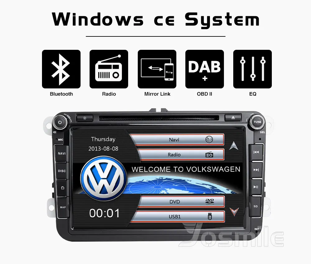 Discount Josmile 2 Din Car DVD Player For VW Volkswagen Passat b6 b7 Skoda Octavia Superb 2 T5 Golf 5 Polo Seat leon Radio GPS Navigation 0
