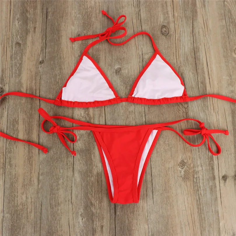 Push-up Bra Set Swimsuit Solid Swimwear Lingerie Femme Padded Low Waist Bathing Suit Swimwear Bralette Encaje Mujer 40MAY2016