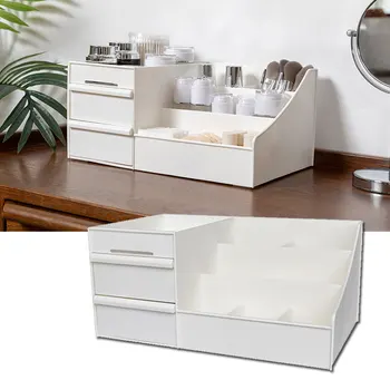 

1PC Cosmetic Storage Box Desktop Plastic Makeup Organizer Box Large Storage Container Home Office Sundries Jewelry For Girls