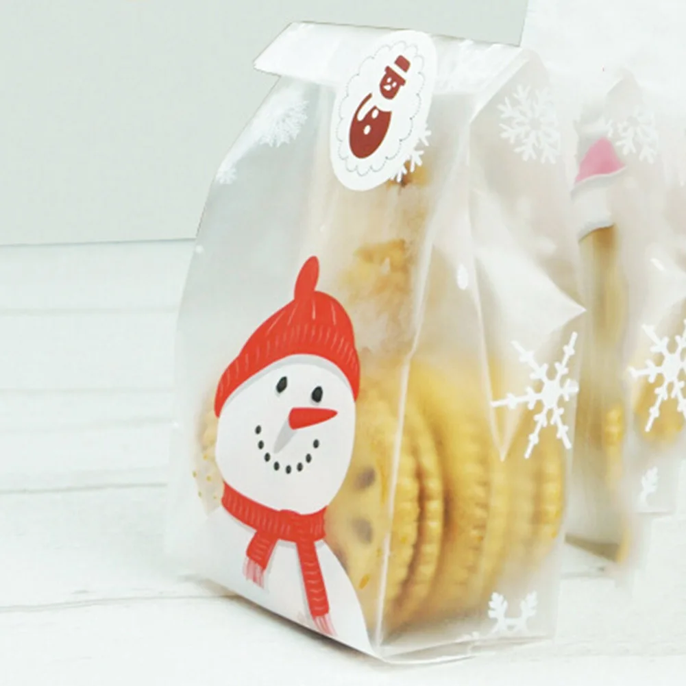 Snowman Santa Claus Christmas Gifts Bag Holders Bake Cookies Biscuit Candy Plastic Packaging ...