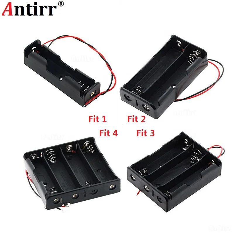 Черный пластиковый ящик для хранения батарей 1x2x3x4x18650|18650 battery storage box|battery boxbattery clip