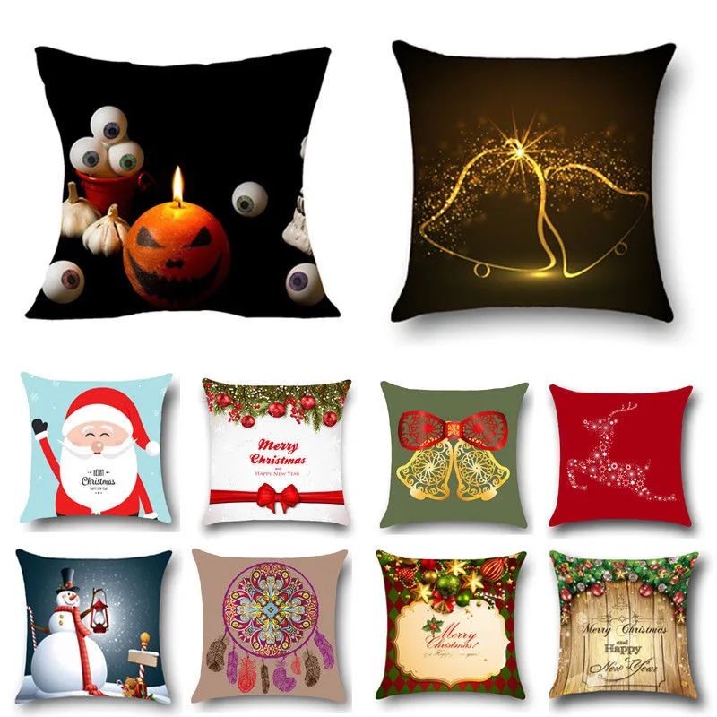 

Home Cotton Linen Christmas Removable Pillow Case Christmas Throw Pillow Cover 45x45cm