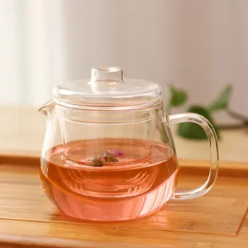 

2sets/pack 450ml Simple Style Glass Teapot with Handle Nordic Style Flower Teapot Coffee Pot Elegant Cup