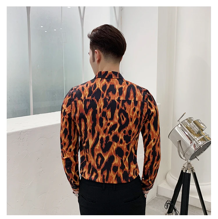 2019 рубашка с принтом для мужчин Slim Fit повседневное рубашка мужская мода платье рубашка Свадебная вечеринка социальных Клубная рубашка Camisa