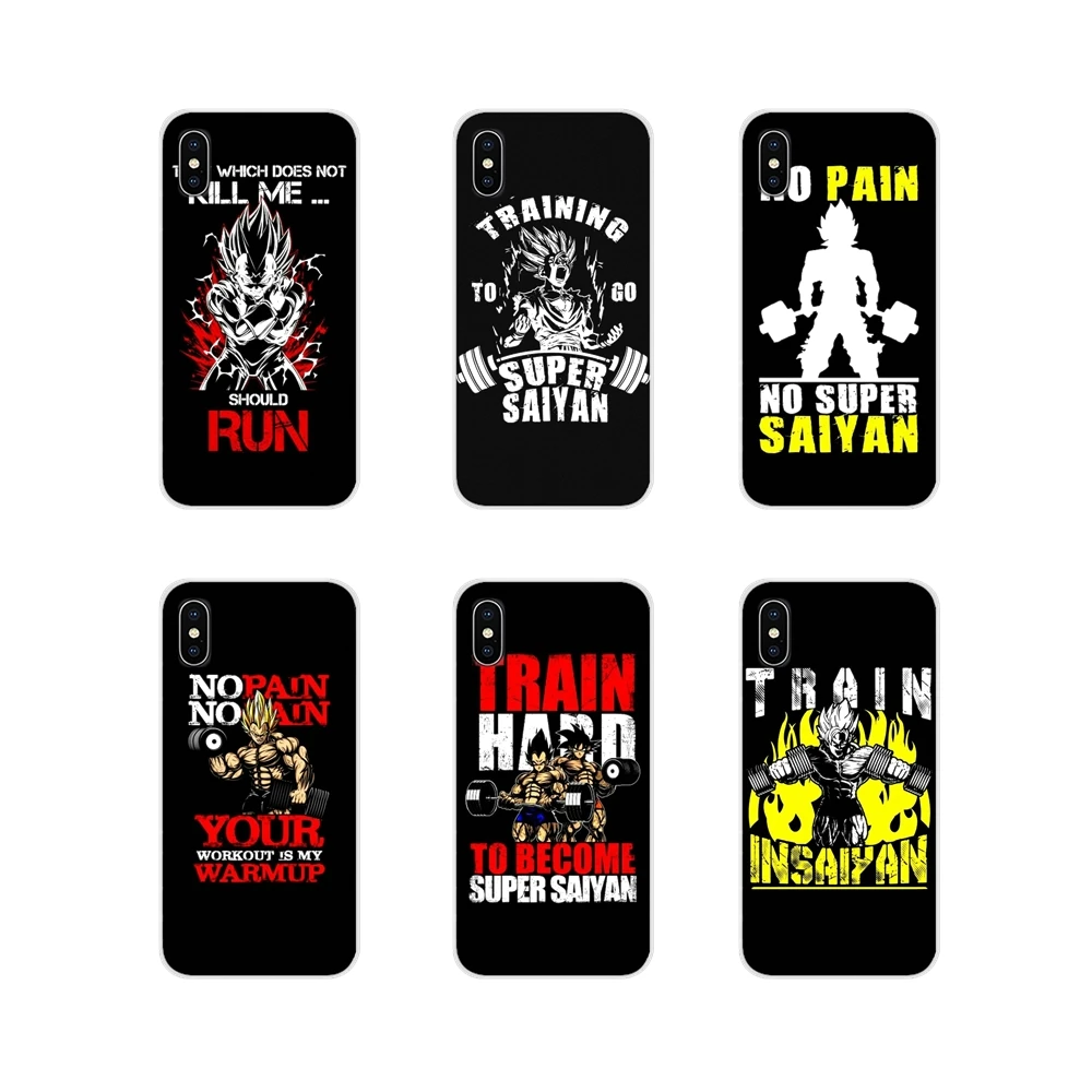 

For Samsung Galaxy S4 S5 MINI S6 S7 edge S8 S9 S10 Plus Note 3 4 5 8 9 No Pain No Gain Dragon Ball Z Goku Soft Transparent Cases