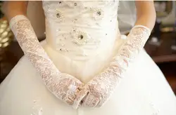 Женские длинные перчатки без пальцев вышитая кружевная отделка вышитое блестящим бисером свадебный аксессуар