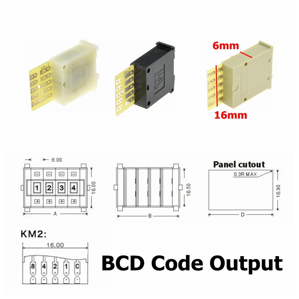 5 шт. 16 мм x 6 мм 0-9 цифр десятичный код или код BCD бинарный выход толкатель переключатели с концевой пластиной черный, бежевый