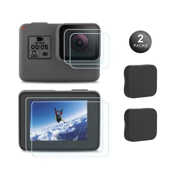 

2 Packs Screen Protector for GoPro Hero 7/6/5/2018 Tempered Glass Screen Protector Film+Tempered Glass Lens Film+Lens Cover
