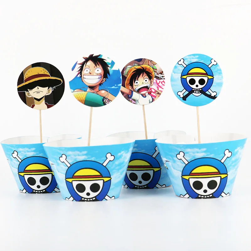 24pcs Cartoon Pirate Theme Party (12pcs Cupcake Wrappers +12pcs Cake Topper) for Baby Shower Decoration Supplies | Дом и сад