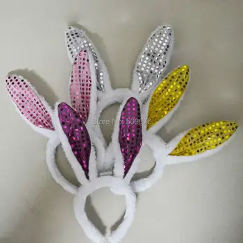 

Free shipping 100pcs/lot 7color Rabbit Ear Head Band flashing led bunny ears led headwear LED Light Up Hairband for Party