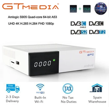 

[Genuine] Freesat GTC DVB-S2/C/T2 ISDB-T Satellite Receiver Amlogic S905D android 6.0 TV BOX 2GB RAM 16GB ROM +1 year free cccam