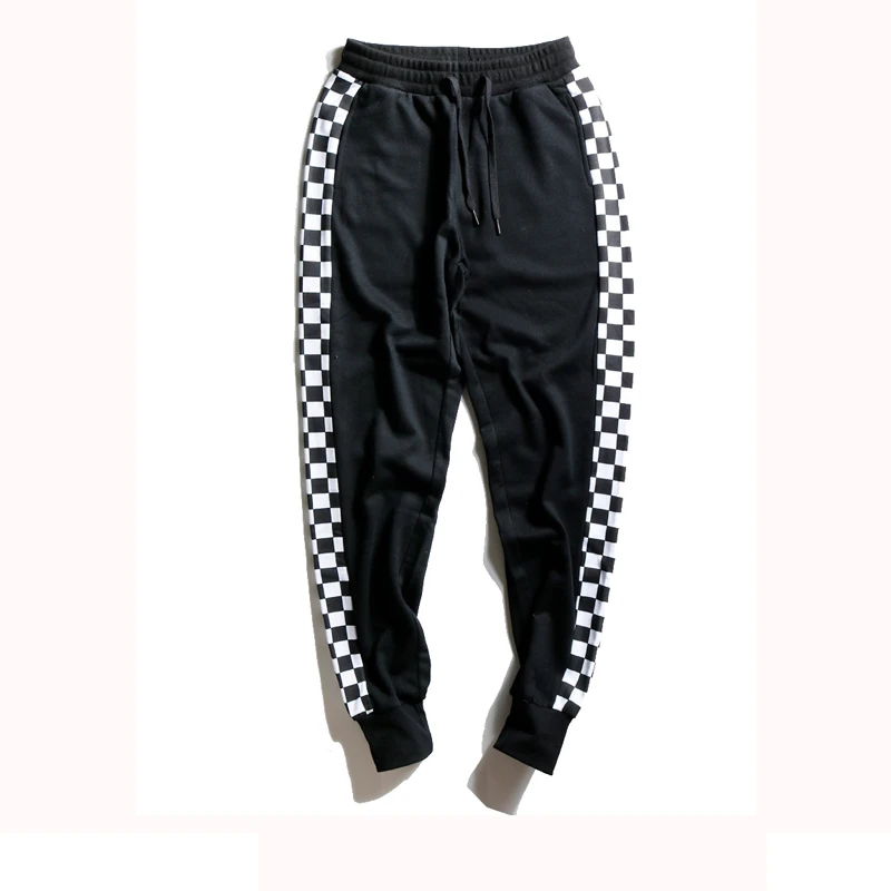 Bebovizi Brand Streetwear Fashion Hip Hop Gray Black Track Pants Checkerboard Women Men Joggers Pants Skateboard Sweatpants baggy sweatpants