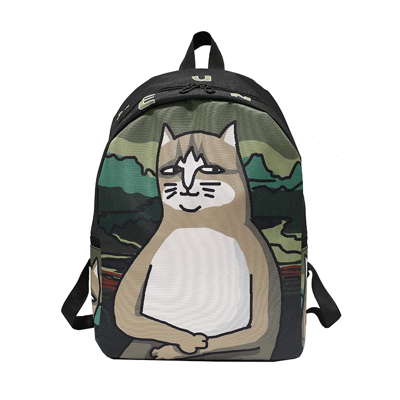 Menghuo, милый рюкзак с принтом кота, женский холщовый рюкзак, школьные сумки для подростков, Дамский Повседневный милый рюкзак, сумки для книг - Цвет: Smile cat