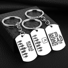 Gra Red Dead odkupienie list brelok ze stali nierdzewnej identyfikator dla psa breloki mężczyźni klucze Chaveiro moda Llaveros biżuteria