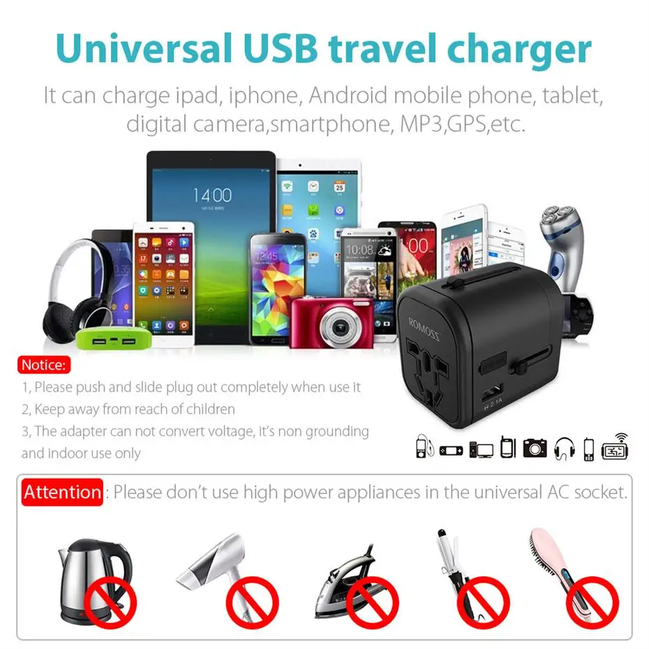 Romoss AC23 Travel Adapter International Universal Power Adapter 7