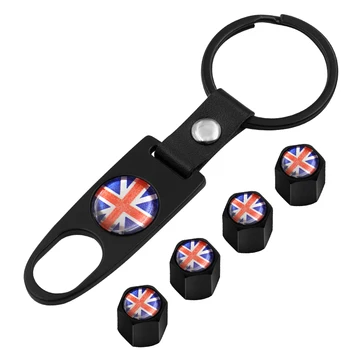 

1set Car styling Car Keychain car Tire Valve Caps Stem Caps Dustproof cover British flag for Land Rover Jeep Renault Accessories