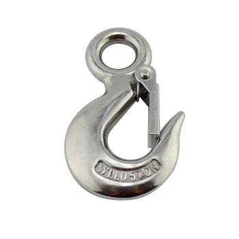 

Heavy Duty Stainless Mini Eye Hoist Crane Hook Lifting Safe Load Limit 0.5T Marine 320A Grade Snap Latched Hoist Cargo Hook 5pcs