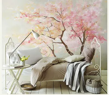 

Bacal Original Design Pink Tree Leaf Murals Wallpaper for Walls Living Room Sofa Background 3d Wall Photo Murals