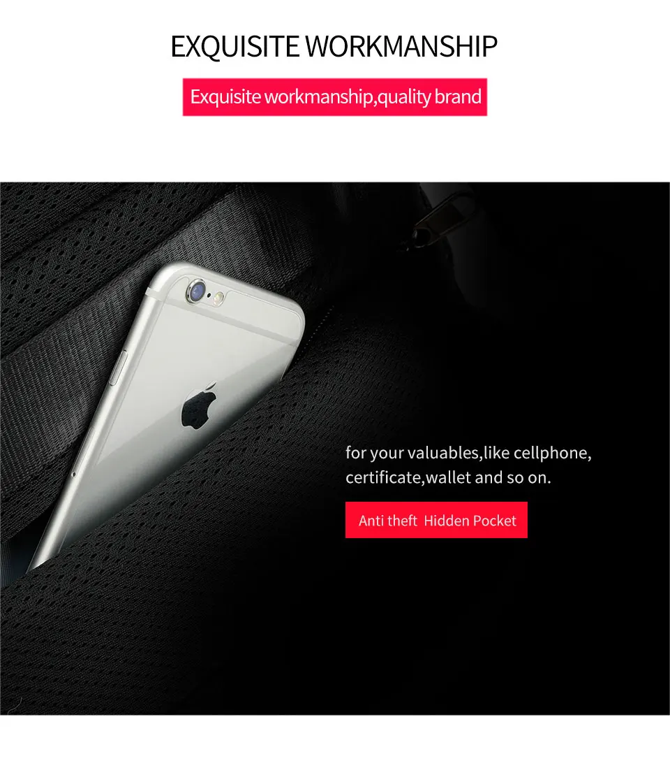 13.Anti theft Backpack with hidden packet
