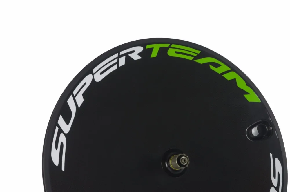 Flash Deal Superteam Green and white Logo Disc wheel Road bicycle disc whee Glossy Finish For Shimano 1 Piece 4