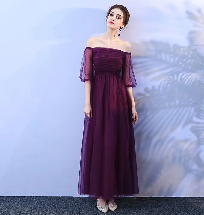 

Grape Purple Colour Dress Wedding Party Dress Women Dress for Bridesmaid Adult Empire