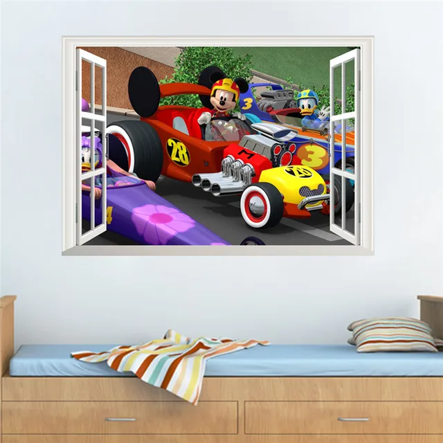 Cartoon Mickey Car Wall Stickers For Kids Boy S Room Mural Window Cartoon Mickey Car Wall Stickers For Kids Boy S Room Mural Window Decals Children Birthday