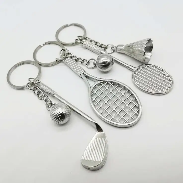 

2019 New Simulated Golf/Tennis/ badminton alloy Key Chains creative bag pendant keyring gifts