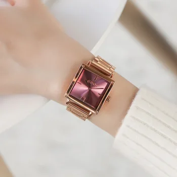 

New Square Fashion Women Watches GUOU Analog Quartz Watch Women Luxury stainless steel Dress Watch Relogio Feminino Montre Femme