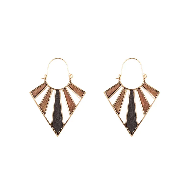 

Vintage Earrings For Women Black Triangle Wooden Earring Geometry Big Long Earing Statement wood Jewelry oorbellen
