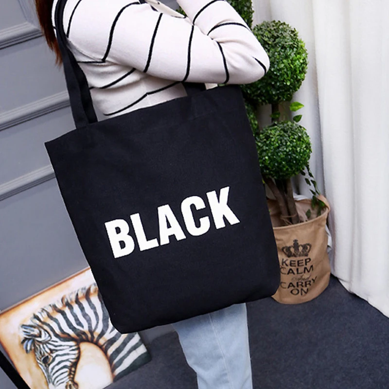 

Letter Printed Casual Tote Large Capacity Female Handbags Single Shoulder Shopping Bags Daily Use Women Canvas Beach Bag