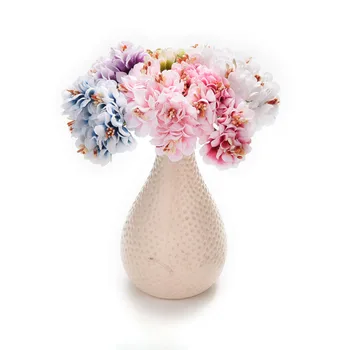 DIY Wreath Gift Scrapbooking Craft Fake Flower Cloth Gradient Stamen Handmake Artificial Flower Bouquet 6Pcs Wedding Decoration