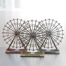 European wrought iron Ferris wheel ornaments creative home living room metal crafts storefront desk decorations american country wrought iron wood console table desk side table living room entrance metal crafts