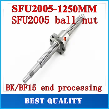 

20mm 2005 Ball Screw Rolled C7 ballscrew SFU2005 1250mm BK15 BF15 end processing one 2005 flange single ball nut for CNC parts