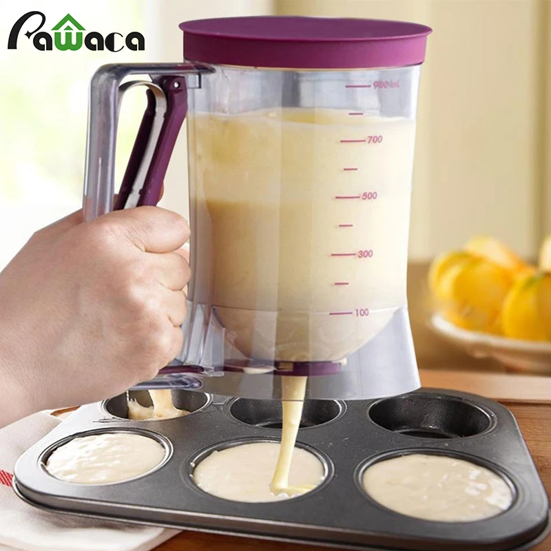 

Pancake Batter Dispensers with Measuring Label for Baking Cupcakes Waffles Muffins Cupcakes Cakes Cream Separator Measuring Cup