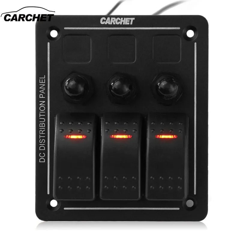 CARCHET 12-24V Водонепроницаемая лодка морская 3 Gang Алюминиевая СВЕТОДИОДНАЯ панель