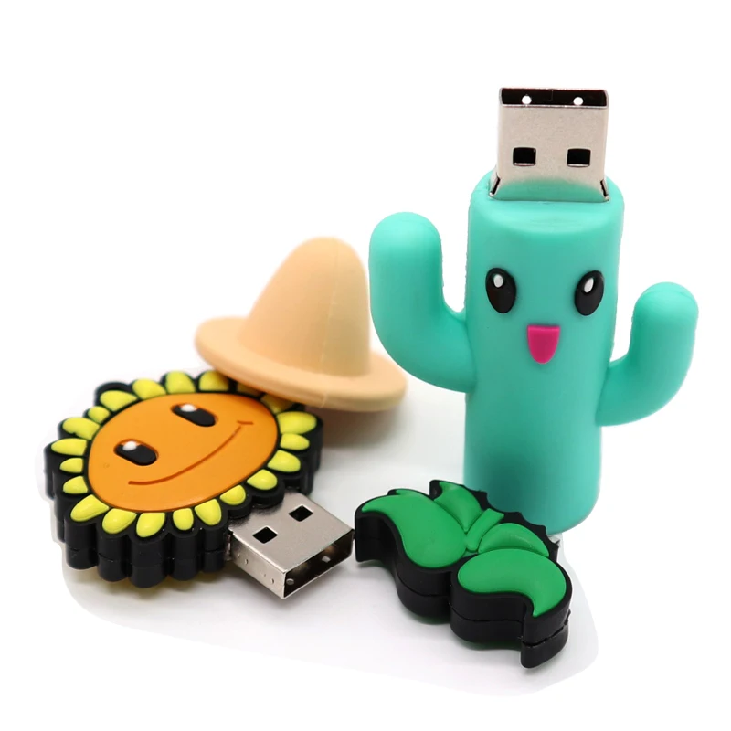 

New pendrive 128GB pen drive 64GB cartoon usb flash 8GB memory stick Cactus and sunflower style memory disk free shipping