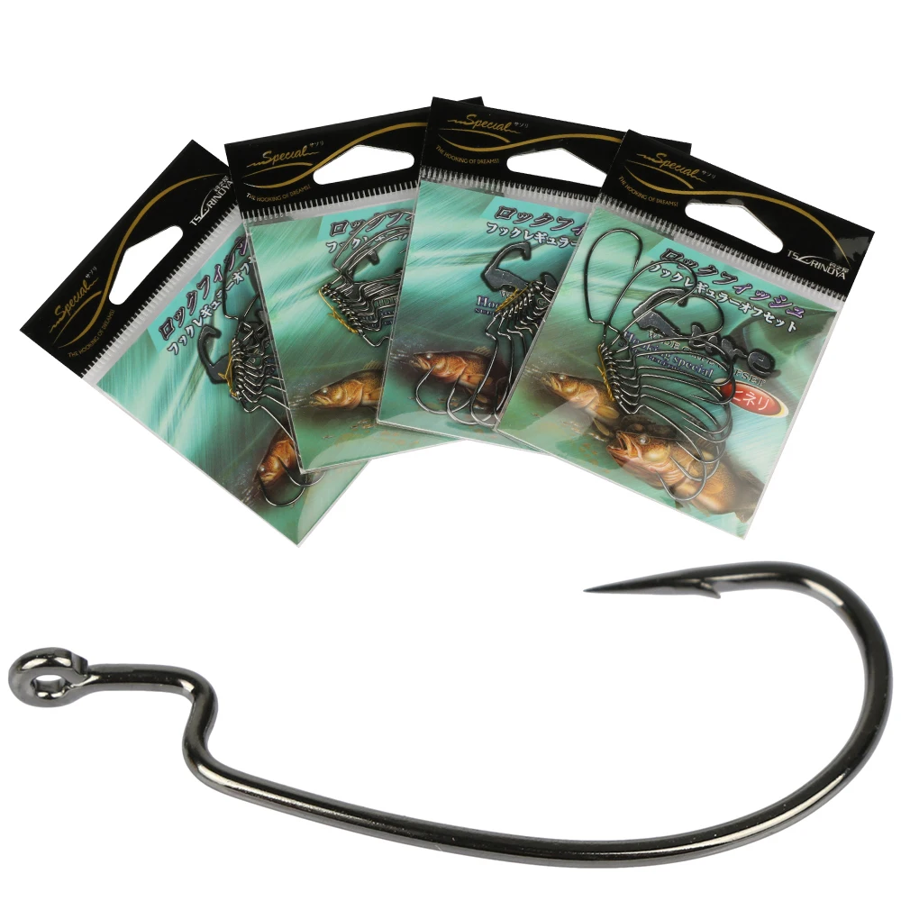 Ganchos de Pesca Lacuna de Aço Alto para a Pesca de Água Tsurinoya Peças Lote Offset Worm Ganchos Gabarito Círculo Grande Carbono Salgada 40 –
