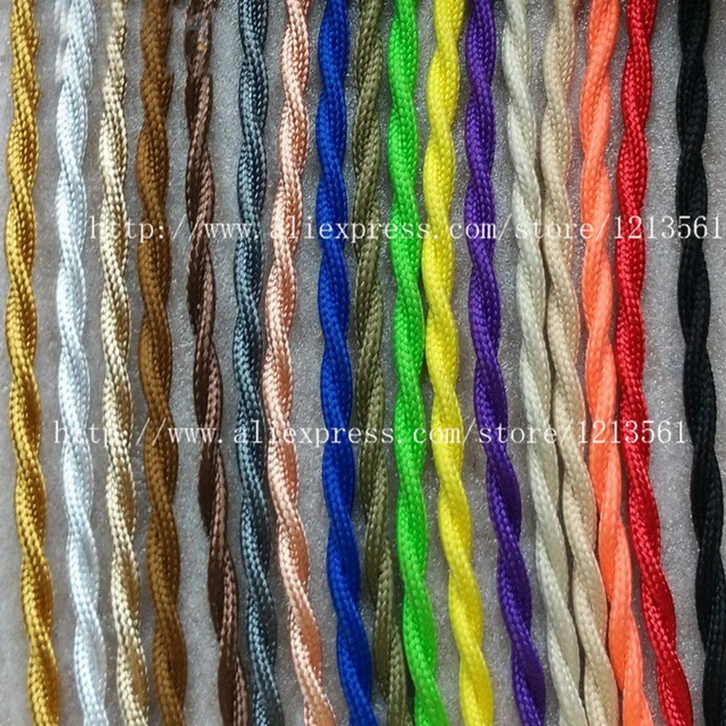 Free Shipping 2x0.75mm Textile Electrical Color Braided Wire Fabric